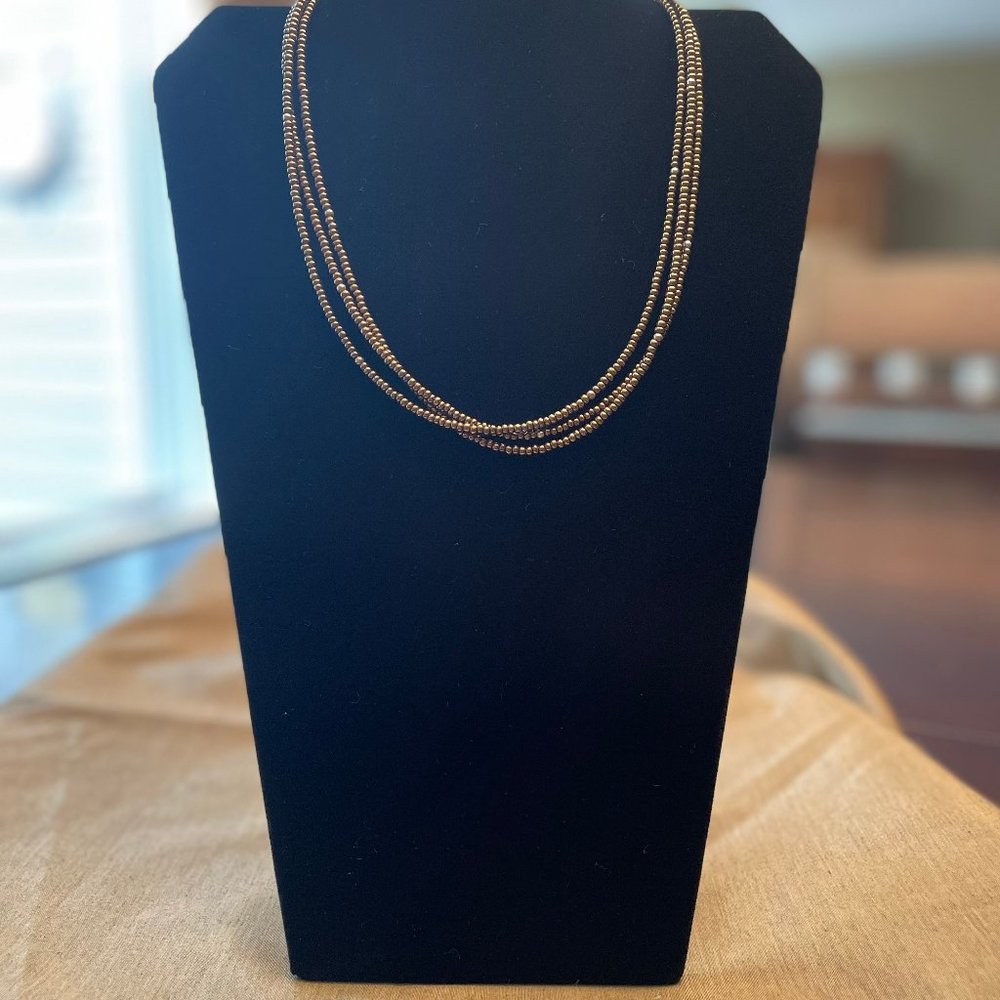 Silpada N1591 Three Strand Bronze Metallic Glass Necklace.